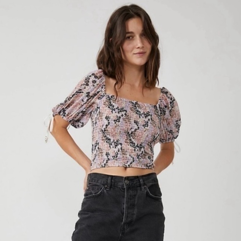 Free People Back On Top Cropped Blouse Size Small (Soft Combo)